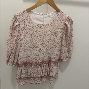 Free the Roses Pink and White Ruffled Blouse